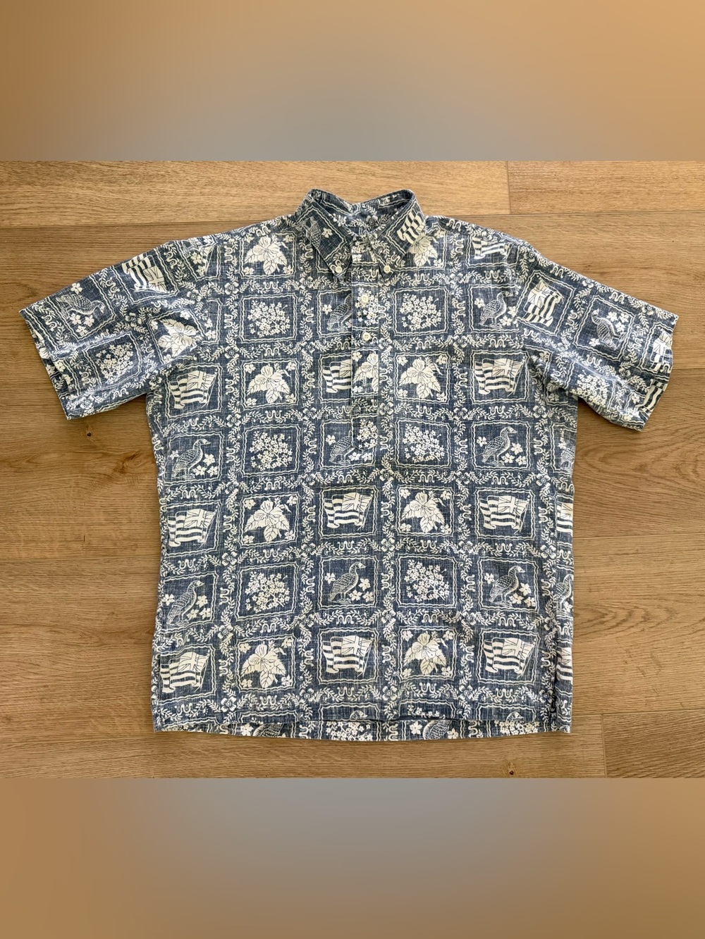 Reyn Spooner Vintage Lahaina Sailor Hawaiian Pullover Polo Men’s L Blue